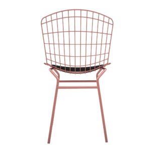 Manhattan Comfort Madeline Chair with Seat Cushion in Rose Pink Gold and Black