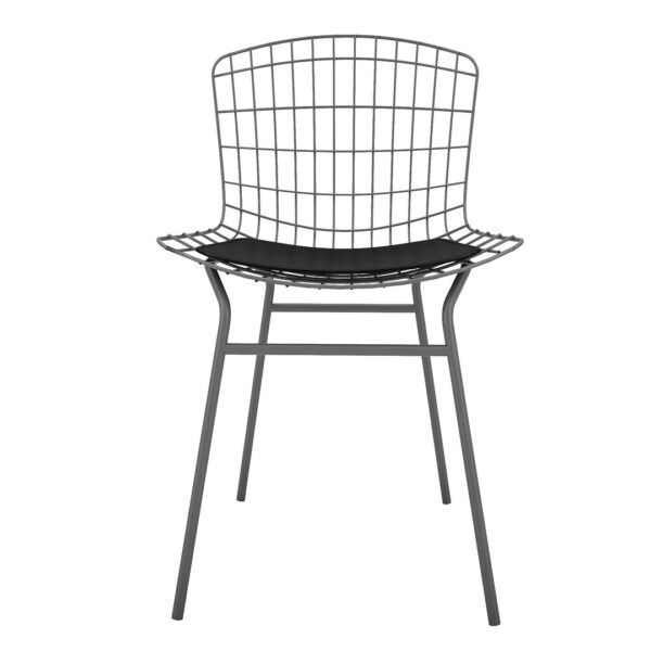 Manhattan Comfort Madeline Chair with Seat Cushion in Charcoal Grey and Black