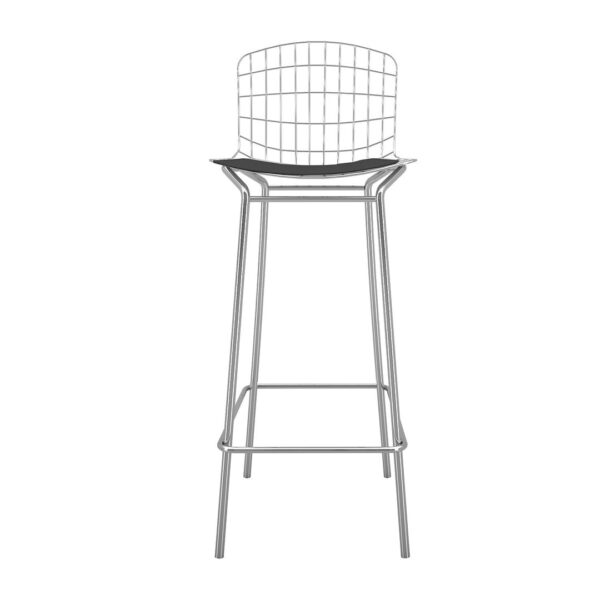 Manhattan Comfort Madeline 41.73" Barstool in Silver and Black