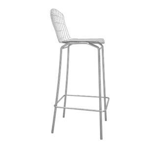 Manhattan Comfort Madeline 41.73" Barstool in Silver and White