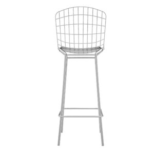 Manhattan Comfort Madeline 41.73" Barstool in Silver and White