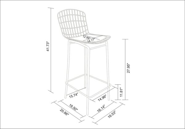 Manhattan Comfort Madeline 41.73" Barstool with Seat Cushion in Rose Pink Gold and Black