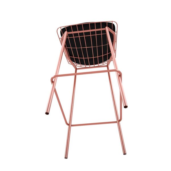 Manhattan Comfort Madeline 41.73" Barstool with Seat Cushion in Rose Pink Gold and Black