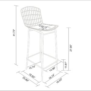 Manhattan Comfort Madeline 41.73" Barstool with Seat Cushion in Rose Pink Gold and White