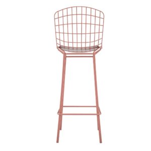 Manhattan Comfort Madeline 41.73" Barstool with Seat Cushion in Rose Pink Gold and White