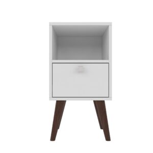 Manhattan Comfort Abisko Stylish Side Table with 1-Cubby and 1-Drawer in White