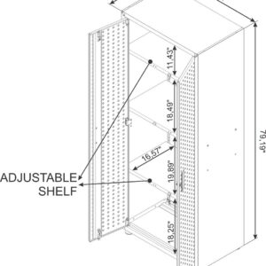 Manhattan Comfort Fortress Textured Metal 75.4" Garage Cabinet with 4 Adjustable Shelves in White