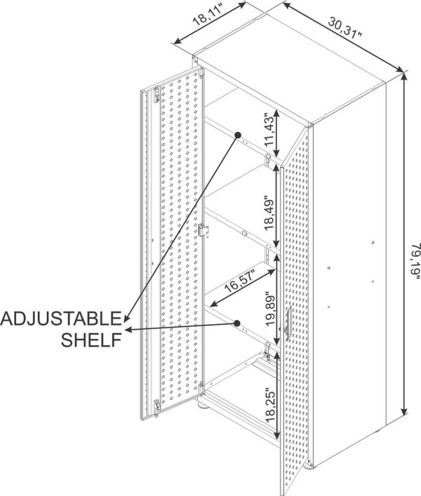 Manhattan Comfort Fortress Textured Metal 75.4" Garage Cabinet with 4 Adjustable Shelves in White