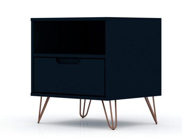 Manhattan Comfort Rockefeller 1-Drawer Tatiana Midnight Blue Nightstand (Set of 2)