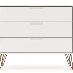 Manhattan Comfort Rockefeller 3-Drawer White Dresser (Set of 2)