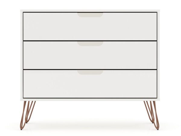 Manhattan Comfort Rockefeller 3-Drawer White Dresser (Set of 2)