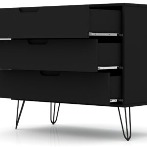 Manhattan Comfort Rockefeller 3-Drawer Black Dresser (Set of 2)