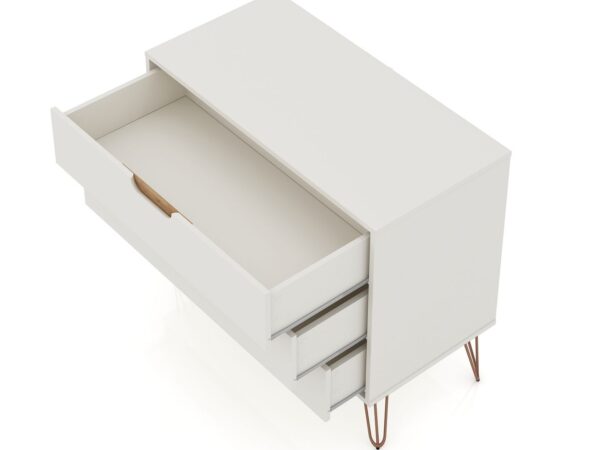 Manhattan Comfort Rockefeller 3-Drawer Off White and Nature Dresser (Set of 2)