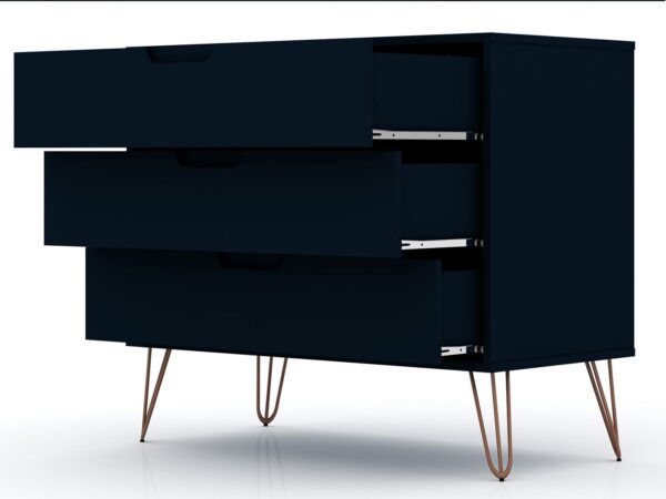 Manhattan Comfort Rockefeller 3-Drawer Tatiana Midnight Blue Dresser (Set of 2)