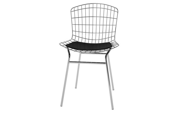 Manhattan Comfort 2-Piece Madeline Metal Chair with Seat Cushion in Silver and Black