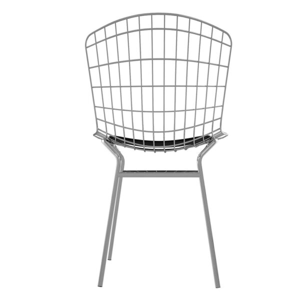 Manhattan Comfort 2-Piece Madeline Metal Chair with Seat Cushion in Silver and Black