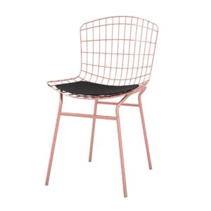 Manhattan Comfort Madeline Chair, Set of 2 with Seat Cushion in Rose Pink Gold and Black