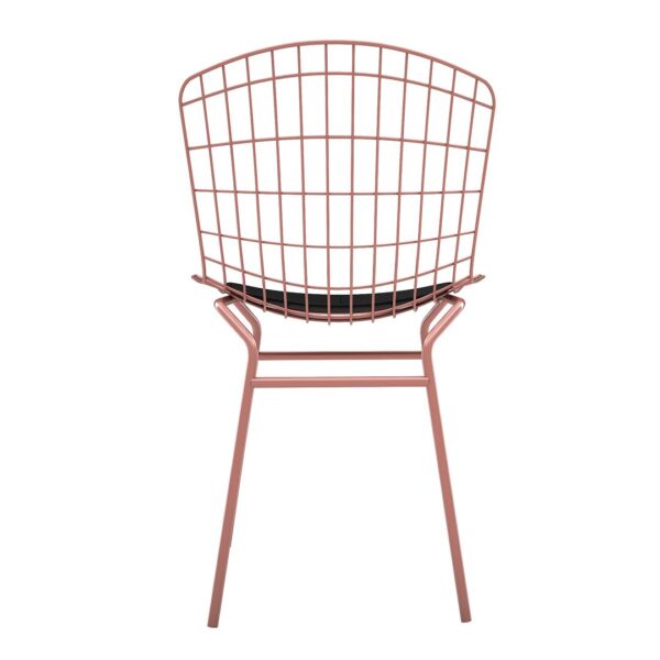 Manhattan Comfort Madeline Chair, Set of 2 with Seat Cushion in Rose Pink Gold and Black