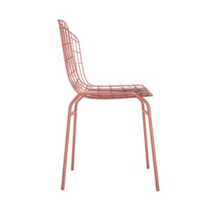 Manhattan Comfort Madeline Chair, Set of 2 with Seat Cushion in Rose Pink Gold and White