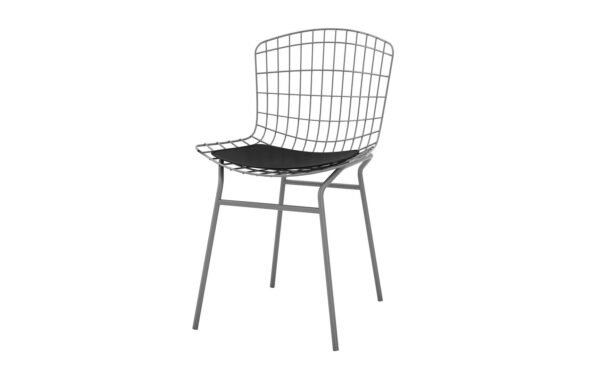 Manhattan Comfort Madeline Chair, Set of 2 with Seat Cushion in Charcoal Grey and Black