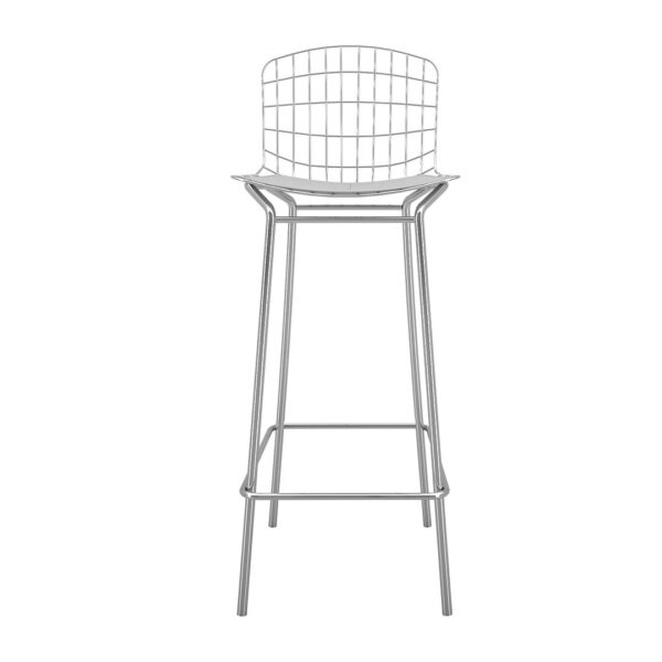 Manhattan Comfort Madeline 41.73" Barstool, Set of 2 in Silver and White