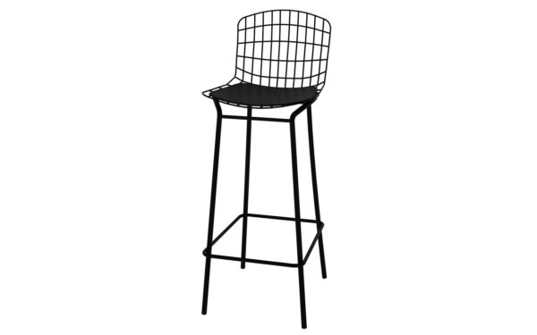 Manhattan Comfort Madeline 41.73" Barstool, Set of 2 with Seat Cushion in Black