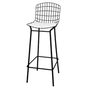 Manhattan Comfort Madeline 41.73" Barstool, Set of 2 with Seat Cushion in Black and White