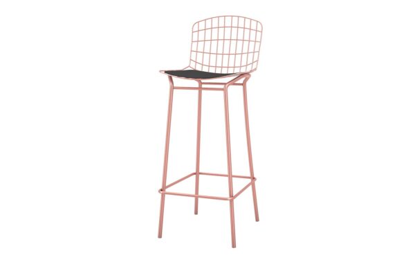 Manhattan Comfort Madeline 41.73" Barstool, Set of 2 with Seat Cushion in Rose Pink Gold and Black