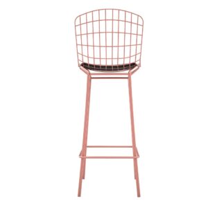 Manhattan Comfort Madeline 41.73" Barstool, Set of 2 with Seat Cushion in Rose Pink Gold and Black