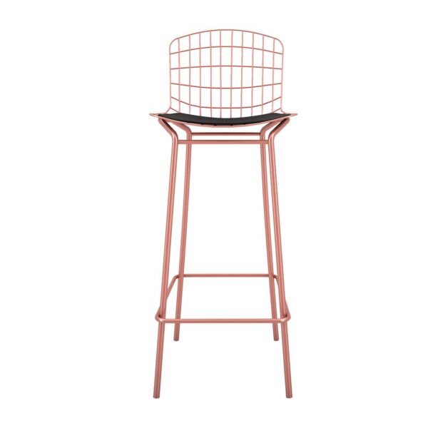 Manhattan Comfort Madeline 41.73" Barstool, Set of 2 with Seat Cushion in Rose Pink Gold and Black