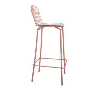 Manhattan Comfort Madeline 41.73" Barstool, Set of 2 with Seat Cushion in Rose Pink Gold and White