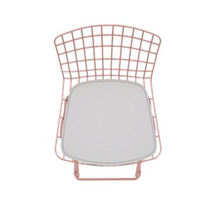 Manhattan Comfort Madeline 41.73" Barstool, Set of 2 with Seat Cushion in Rose Pink Gold and White