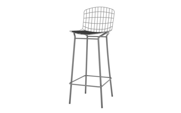 Manhattan Comfort Madeline 41.73" Barstool, Set of 2 with Seat Cushion in Charcoal Grey and Black