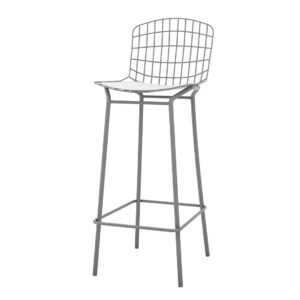 Manhattan Comfort Madeline 41.73" Barstool, Set of 2 with Seat Cushion in Charcoal Grey and White