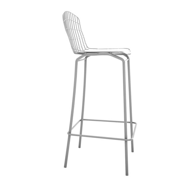 Manhattan Comfort Madeline 41.73" Barstool, Set of 2 with Seat Cushion in Charcoal Grey and White