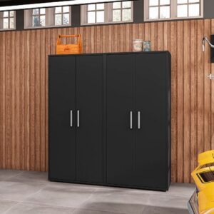 Manhattan Comfort Eiffel Storage Cabinet in Matte Black (Set of 2)