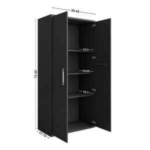 Manhattan Comfort Eiffel Storage Cabinet in Matte Black (Set of 2)