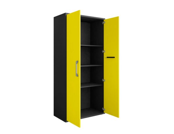 Manhattan Comfort Eiffel Storage Cabinet in Matte Black and Yellow (Set of 2)