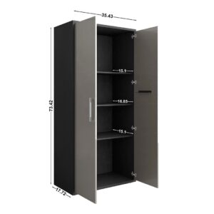 Manhattan Comfort Eiffel Storage Cabinet in Matte Black and Grey (Set of 2)