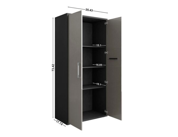 Manhattan Comfort Eiffel Storage Cabinet in Matte Black and Grey (Set of 2)