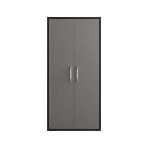 Manhattan Comfort Eiffel Storage Cabinet in Matte Black and Grey (Set of 2)