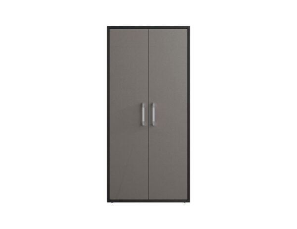 Manhattan Comfort Eiffel Storage Cabinet in Matte Black and Grey (Set of 2)