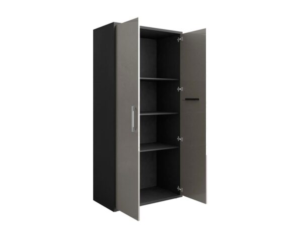 Manhattan Comfort Eiffel Storage Cabinet in Matte Black and Grey (Set of 2)