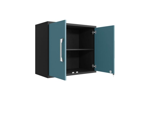 Manhattan Comfort Eiffel Floating Garage Cabinet in Matte Black and Aqua Blue (Set of 2)