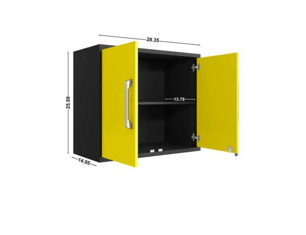 Manhattan Comfort Eiffel Floating Garage Cabinet in Matte Black and Yellow (Set of 2)