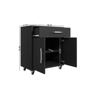 Manhattan Comfort Eiffel Mobile Garage Cabinet in Matte Black (Set of 2)