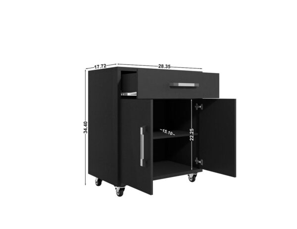 Manhattan Comfort Eiffel Mobile Garage Cabinet in Matte Black (Set of 2)