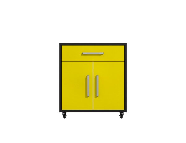 Manhattan Comfort Eiffel Mobile Garage Cabinet in Matte Black and Yellow (Set of 2)