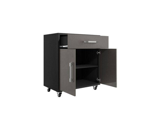 Manhattan Comfort Eiffel Mobile Garage Cabinet in Matte Black and Grey (Set of 2)