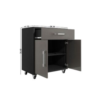 Manhattan Comfort Eiffel 2-Piece Storage Garage Set in Matte Black and Grey